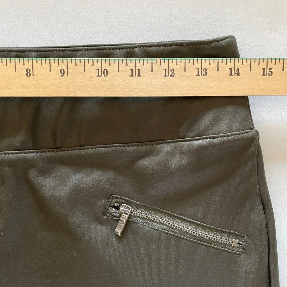D. Jeans‎ Olive Green Faux Leather Pencil Skirt, Women's Size 4, Zippers